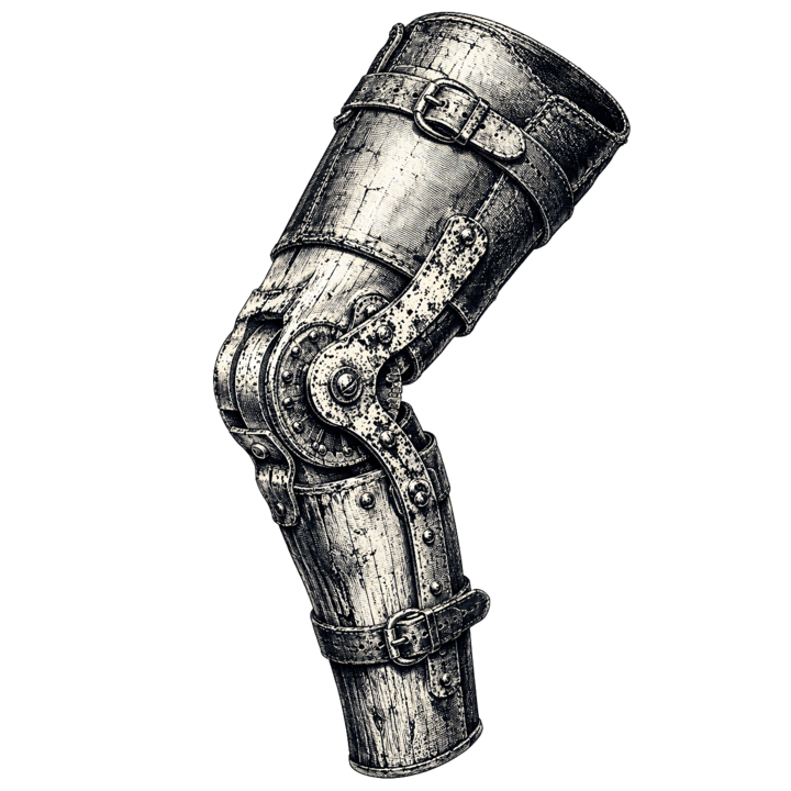 Le logo d'elbow-helper : une armure articulée de coude, dessinée comme une gravure ancienne.