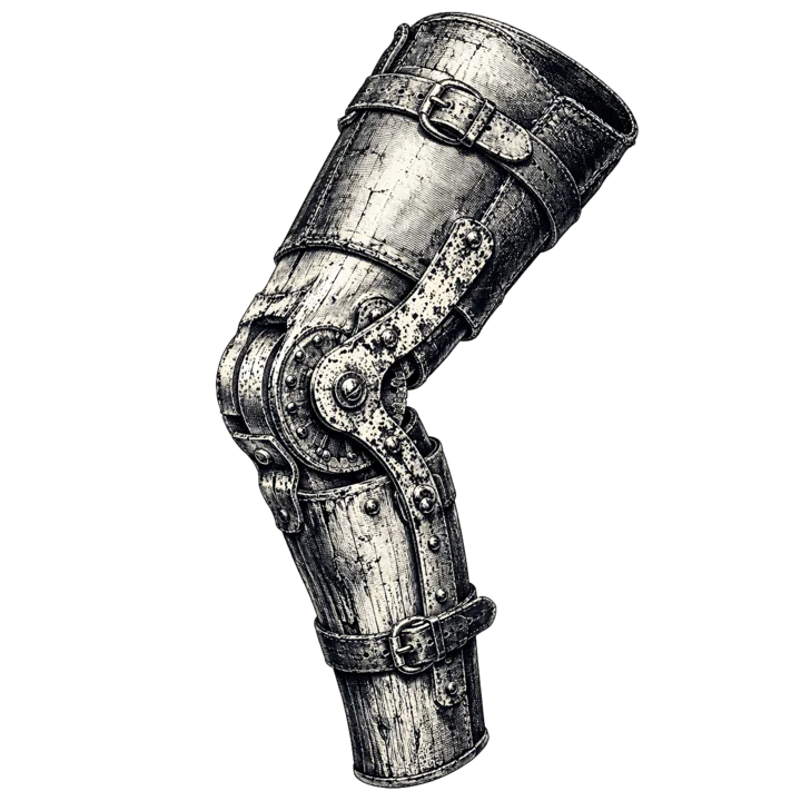 Le logo d'elbow-helper : une armure articulée de coude, dessinée comme une gravure ancienne.