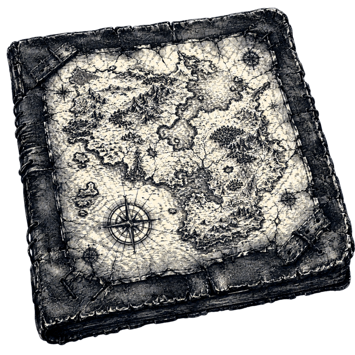 The Standpoint logo: an engraved antique map, compass rose included, bound like an atlas.