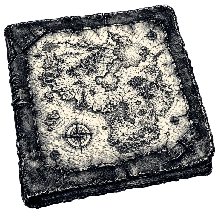 Le logo de Standpoint : une carte ancienne gravée, rose des vents comprise, reliée comme un atlas.