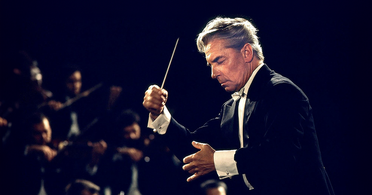 Karajan, the conductor with closed eyes